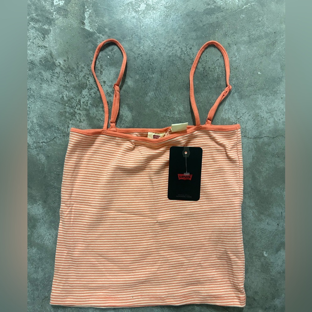 Levi's Peach and White Striped Tank Top